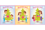 Merry Christmas Set of Posters with