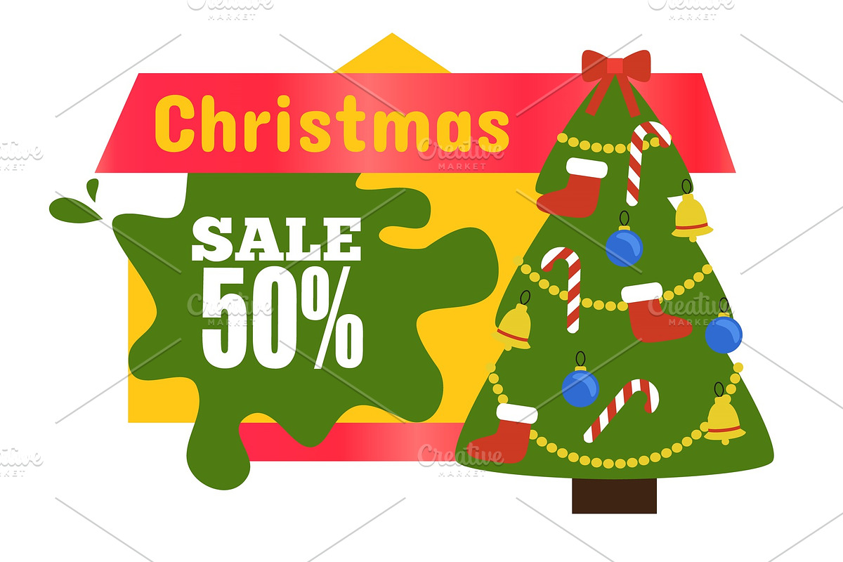 Christmas Sale 50% Sticker Vector in Objects - product preview 8