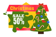 Christmas Sale 50% Sticker Vector