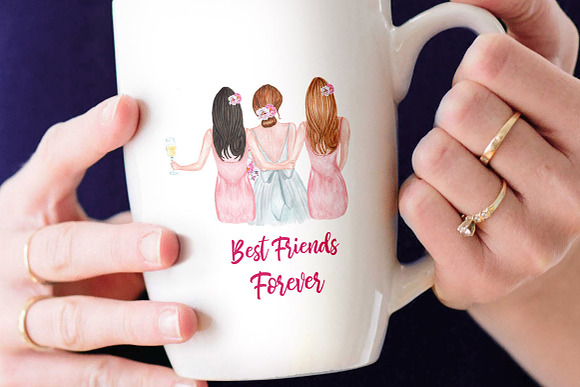 Bridesmaid Best friends clipart in Illustrations - product preview 4