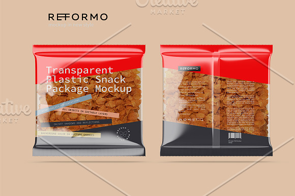  Transparent Plastic Snack Package in Product Mockups - product preview 3