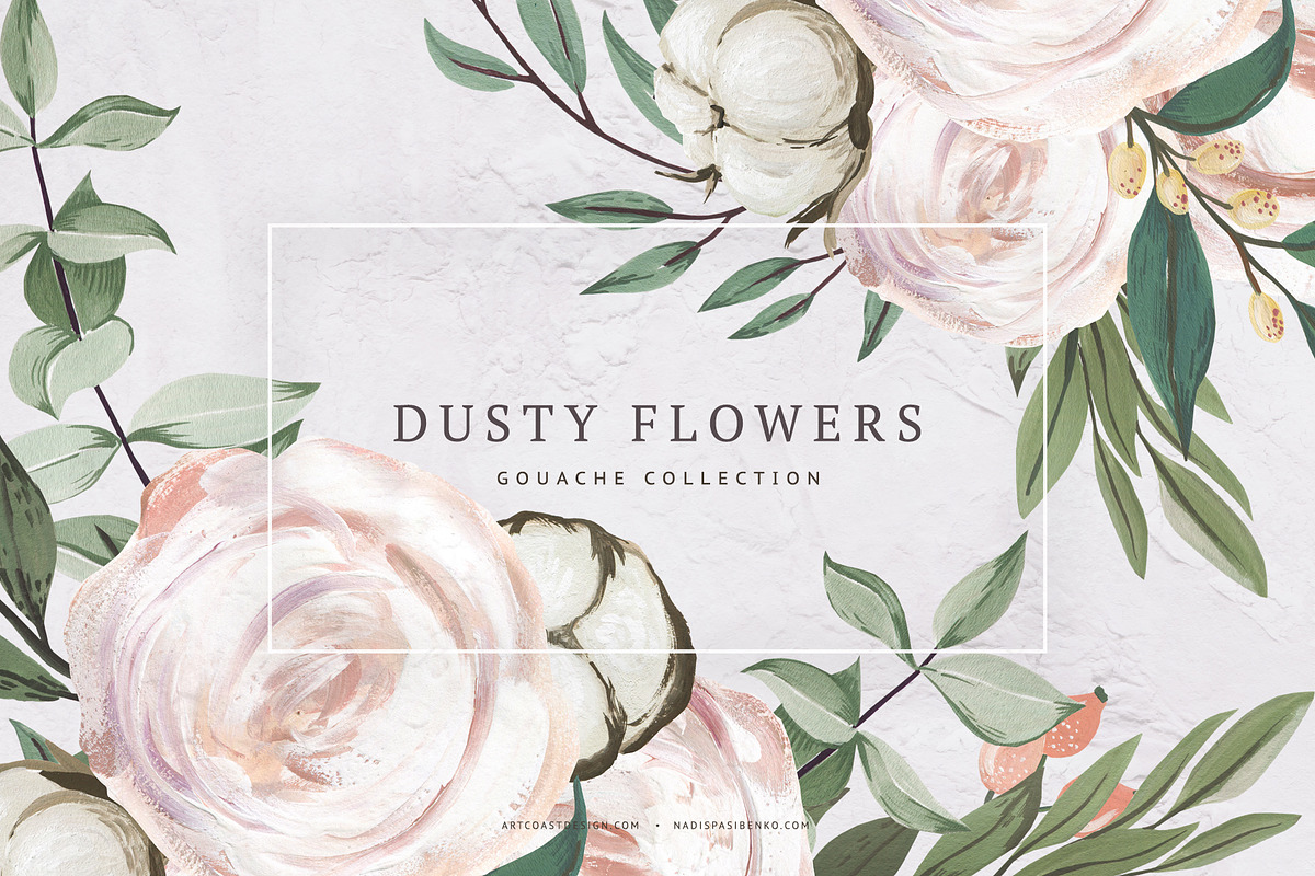 Gouache Dusty Flowers in Illustrations - product preview 8