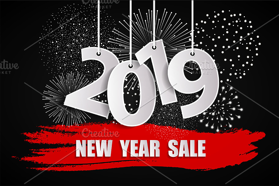New Year sale 2019 black concept in Illustrations - product preview 8
