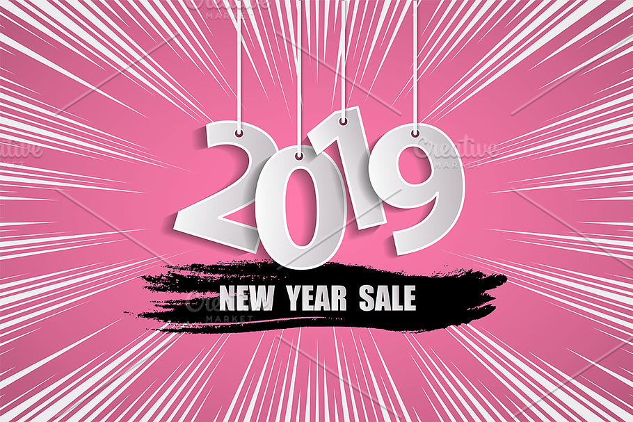 New Year sale 2019 pink concept in Illustrations - product preview 8