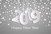 White Happy New Year 2019 card