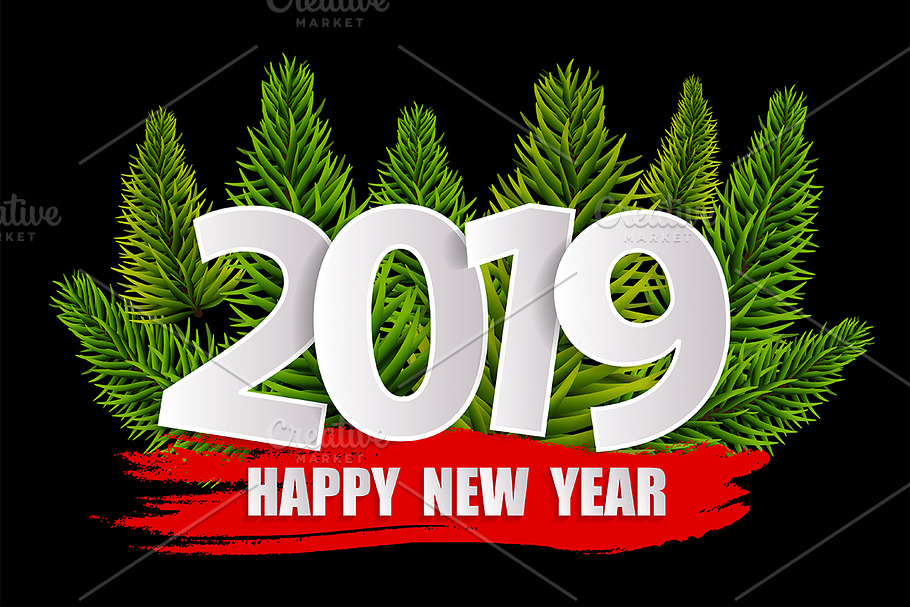New Year 2019 greeting card concept in Illustrations - product preview 8
