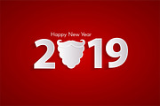 Red Happy New Year 2019 concept