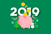 Christmas New Year 2019 piggy bank