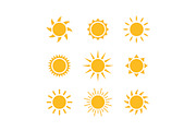 Sun weather vector icon set