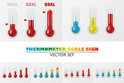 Thermometer Scale Sign. Vector Set. 