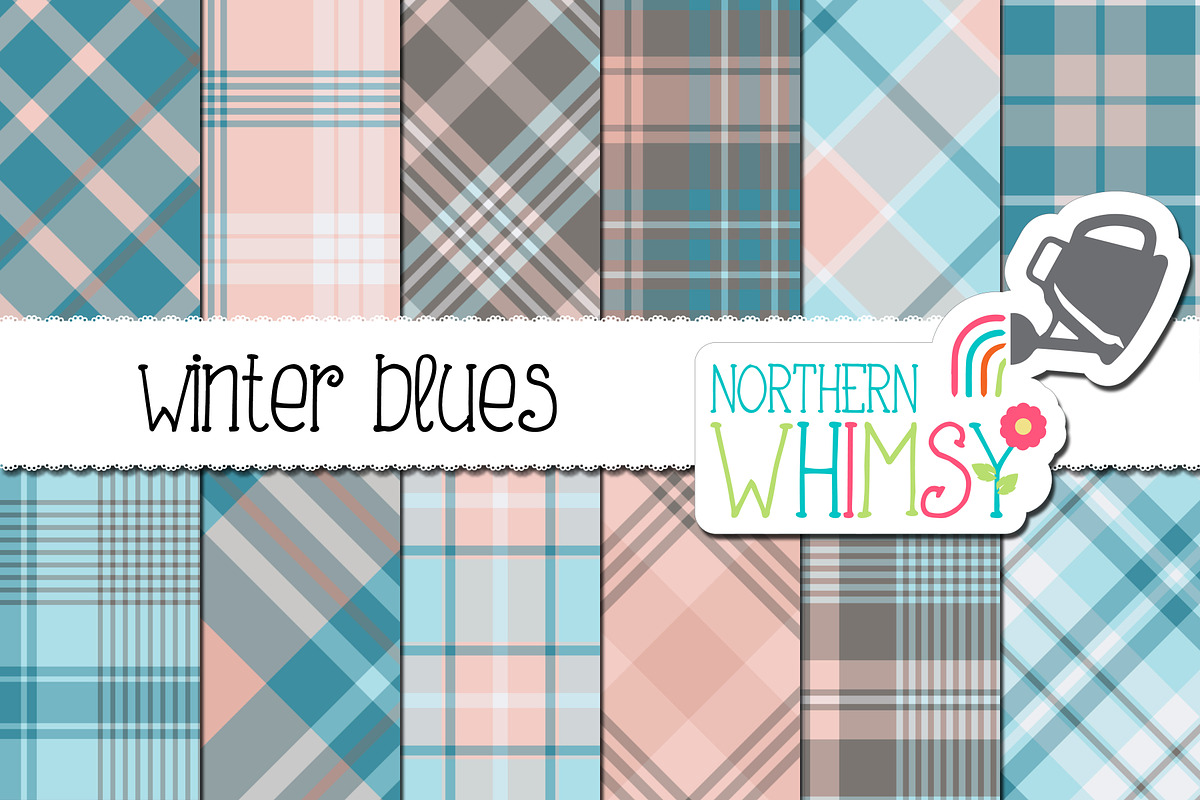 Blue, Gray and Pink Winter Plaid in Patterns - product preview 8