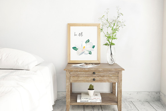 Watercolor Magnolia Blossom in Illustrations - product preview 3