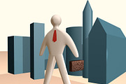 3d businessman illustration with cas
