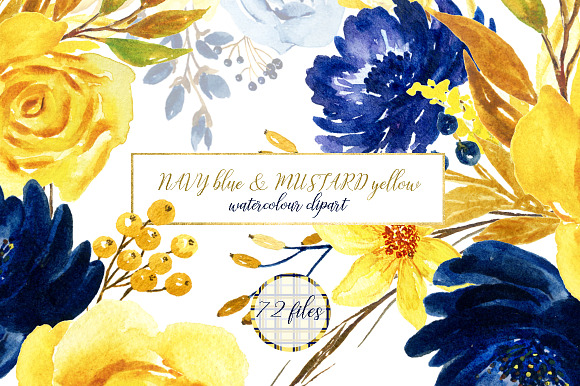 Blue Watercolor Flowers BUNDLE in Illustrations - product preview 6