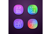 Business management app icons set