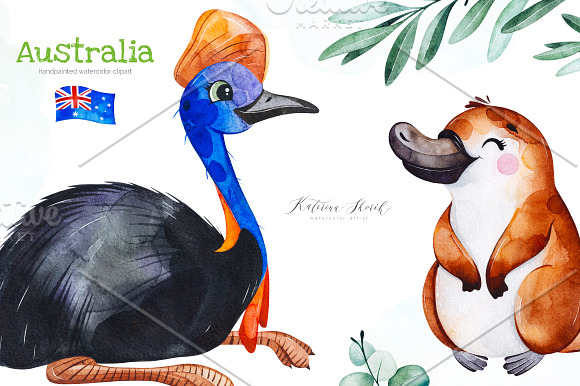 Australia. Watercolor collection. in Objects - product preview 3