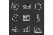 Air conditioning chalk icons set