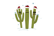Three Christmas Saguaro Cactuses