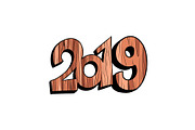 2019 happy new year wooden isolate