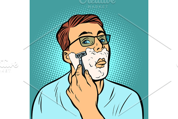 man shaving razors