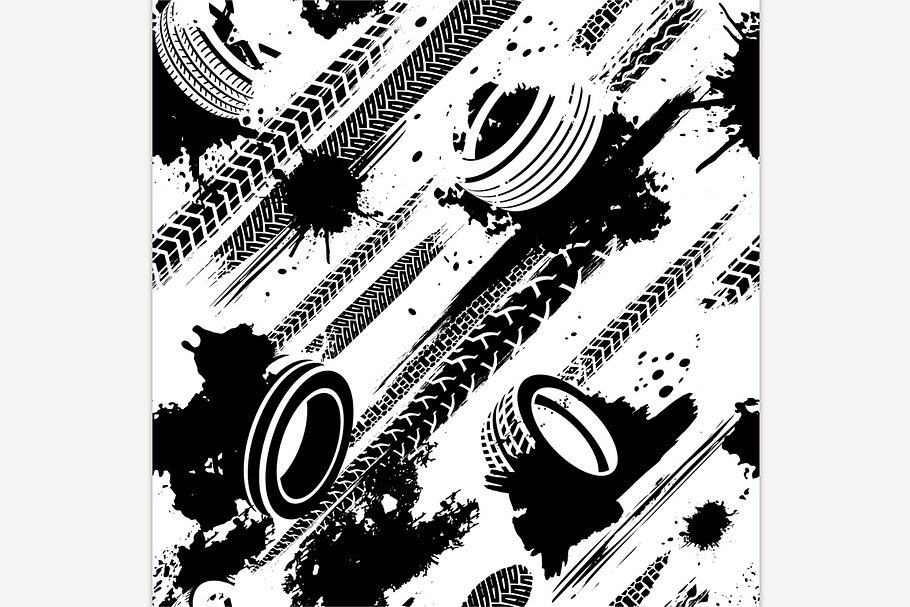 Tire tracks seamless pattern in Patterns - product preview 8