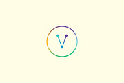 Abstract colorful line letter V logo