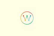 Abstract colorful line letter W logo