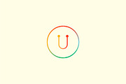 Abstract colorful line letter U logo