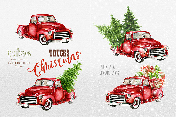 Christmas Trucks Collection in Illustrations - product preview 1
