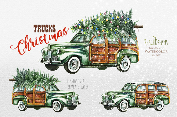 Christmas Trucks Collection in Illustrations - product preview 2