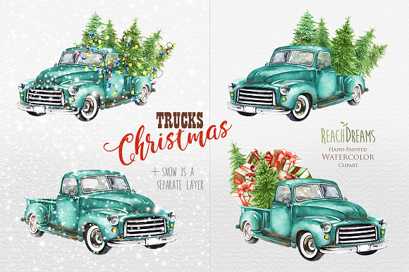 Christmas Trucks Collection in Illustrations - product preview 4