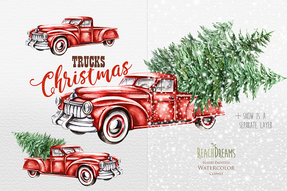 Christmas Trucks Collection in Illustrations - product preview 5