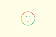 Abstract colorful line letter T logo