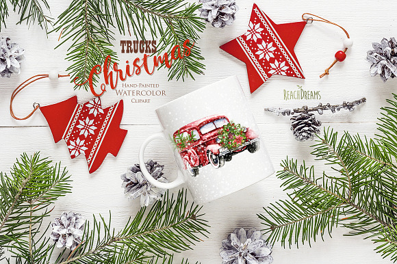 Christmas Trucks Collection in Illustrations - product preview 8