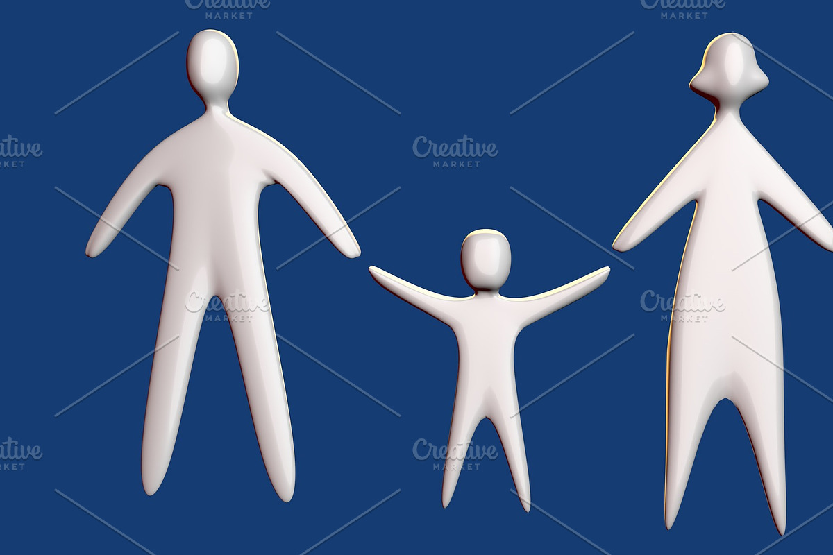 3d family illustration mom dad and s in Illustrations - product preview 8