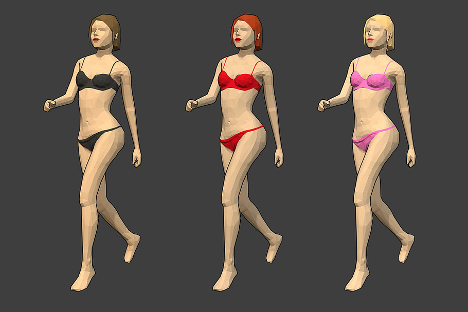 Lowpoly Female Character - Caren in People - product preview 3