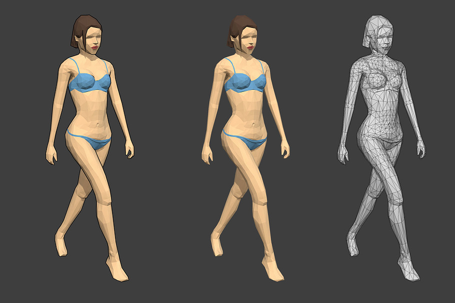 Lowpoly Female Character - Caren in People - product preview 4