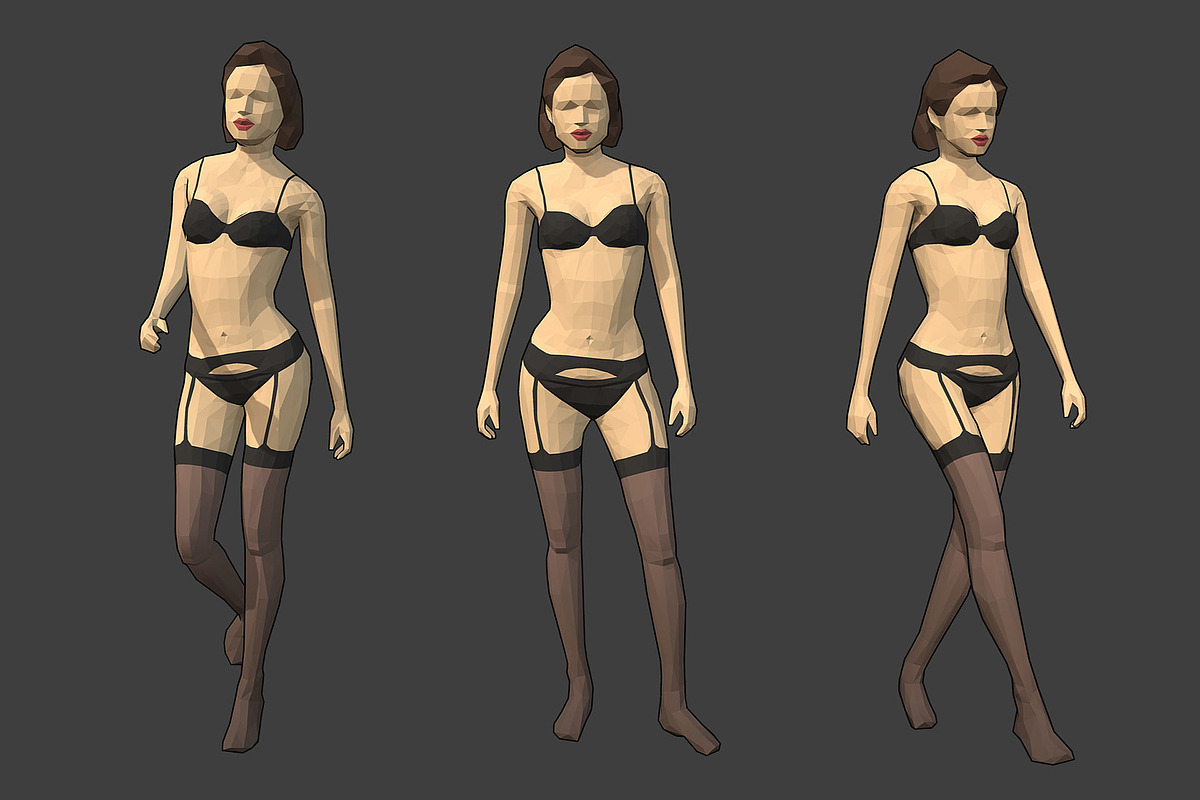 Lowpoly Female Character - Jane in People - product preview 8