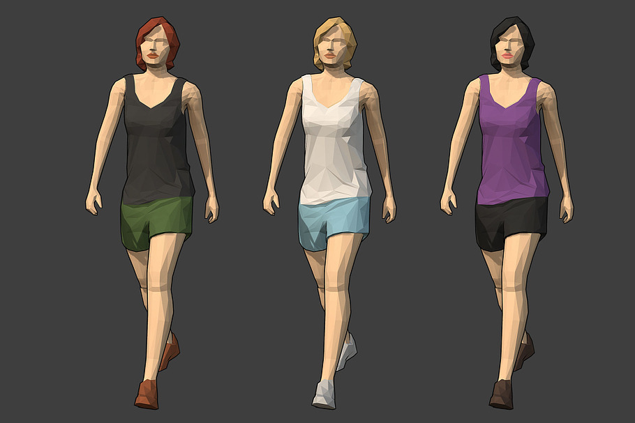 Lowpoly Female Character - Jodi in People - product preview 3