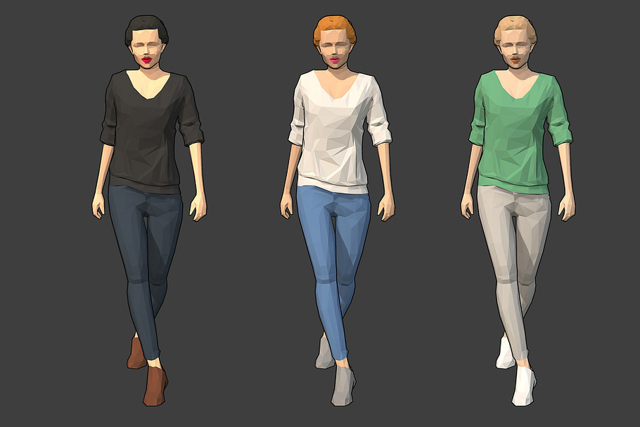 Lowpoly Female Character - Victoria in People - product preview 3