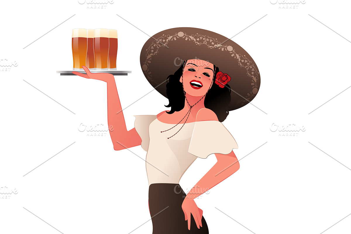 Beautiful Mexican Girl I in Illustrations - product preview 8