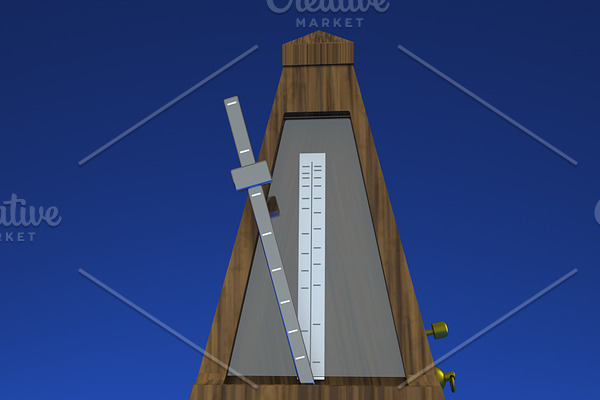 3D rendering metronome on light blue