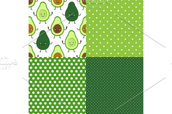 Set of seamless patterns with cute