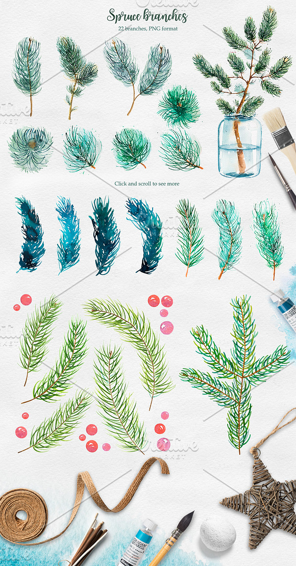 Winter. Watercolor collection. in Illustrations - product preview 1