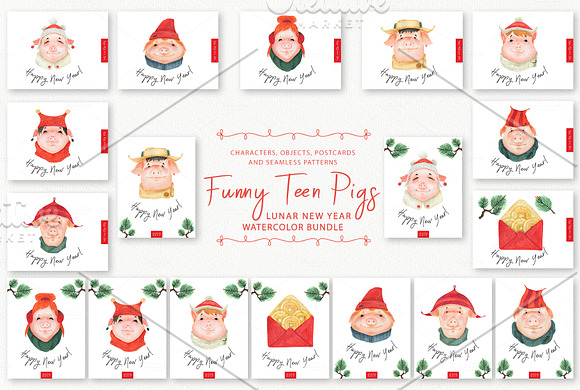 Funny Teen Pigs 2019 in Illustrations - product preview 1