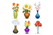 Vases with flowers set