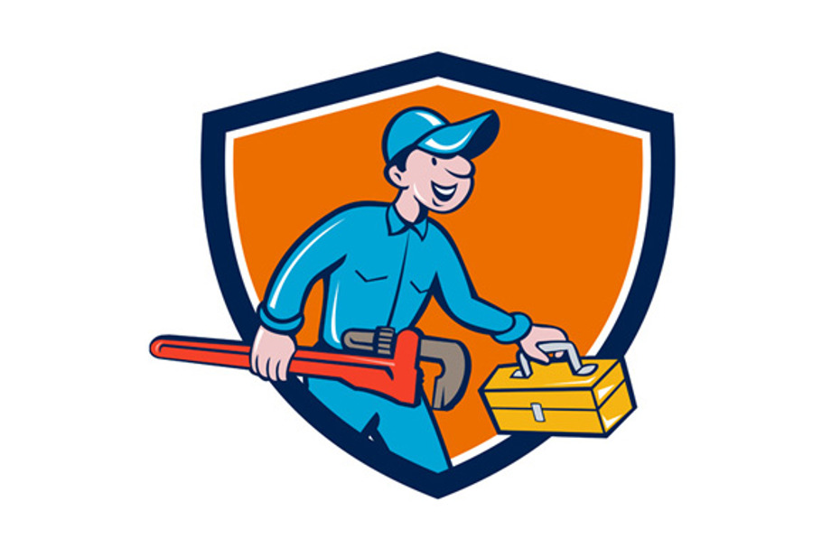 Plumber Carrying Monkey Wrench Toolb in Illustrations - product preview 8