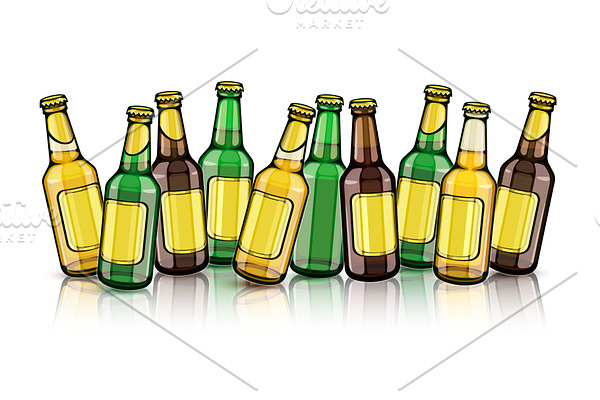 Beer bottles with empty labels