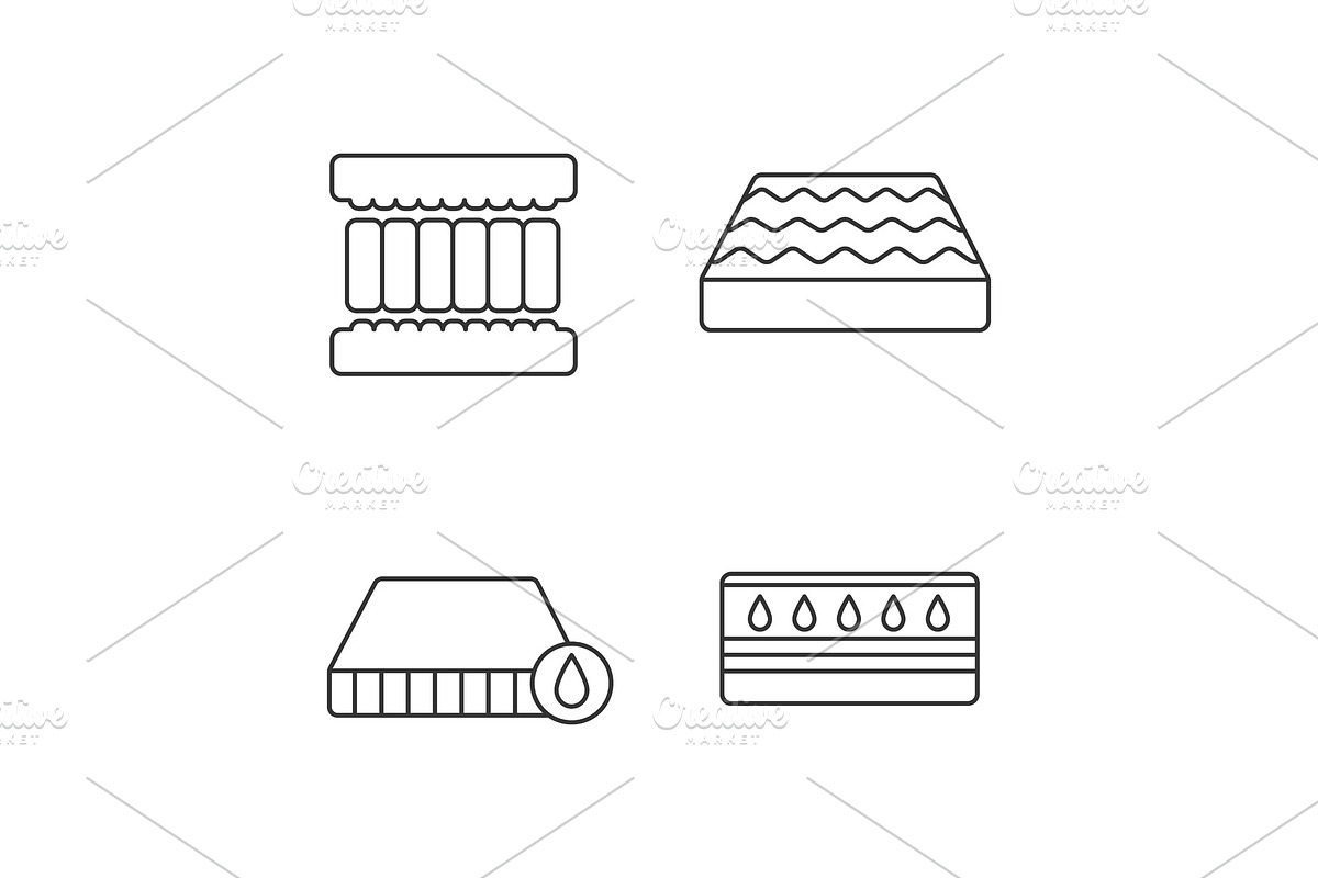 Orthopedic mattress linear icons set in Icons - product preview 8