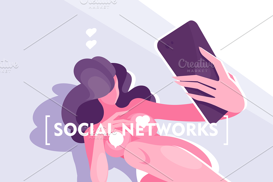 Beautiful girl in social networks in Illustrations - product preview 8